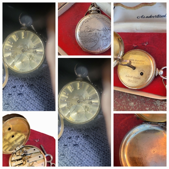 18k gold and silver men's 1874 pocket watch - Picture 1 of 3